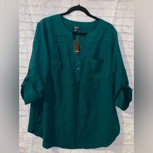 NWT torrid Teal Green Henley Tunic Top
